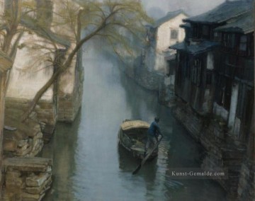Frühling Weiden 1984 Shanshui chinesische Landschaft Ölgemälde